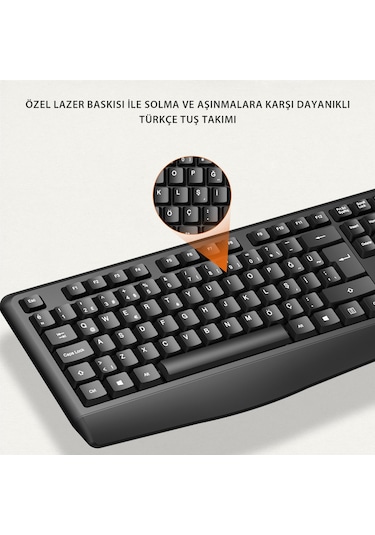 Lecoo KW211 Kablosuz Türkçe Q Klavye & Mouse Set