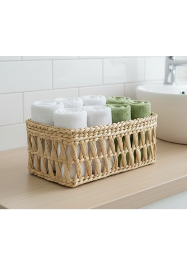 Dekoratif Hasır Havlu Sepeti 26x13x12 Acı Kahve - Hasır Kahve