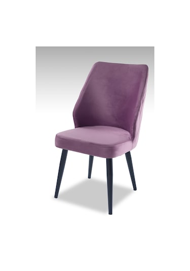 Puffy Sandalye - Babyface Lila - Metal Siyah Ayak 4 Adet - Salon Sandalyesi / Mutfak Sandalyesi Lila