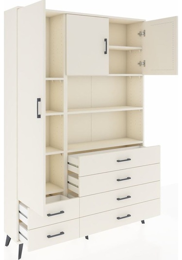 Arges Dolap 8 Raflı 6 Çekmeceli 3 Kapaklı 132x30x195 Aytaşı-a... Aytaşı