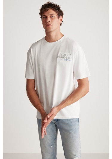 Grimelange Arnaldo Erkek Regular Beyaz T-shirt