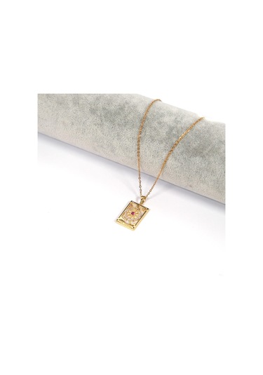 Çelik Kolye, Altın Kaplama Tarot Kadın Kolye K-118 Altın