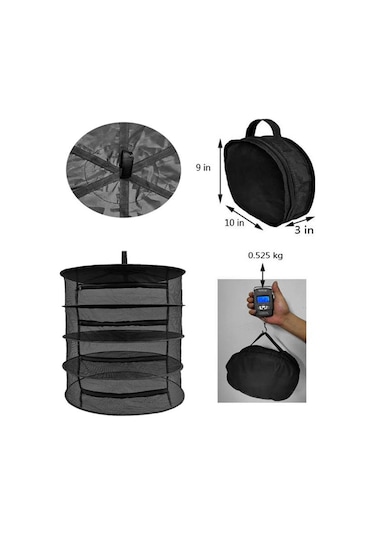 Wezone "4 Katmanlı Fermuarlı Kurutma Filesi - Otlar, Çiçekler Ve Bakliyatlar İçin Pratik Çözüm" Siyah