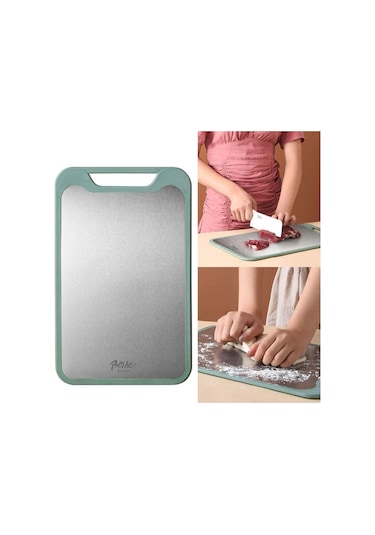 Yeşil Çift Taraflı Kesme Tahtası 304 Paslanmaz Çelik Kesme Tahtaları Paspaslar Sebze Kesme Tahtası Mutfak S