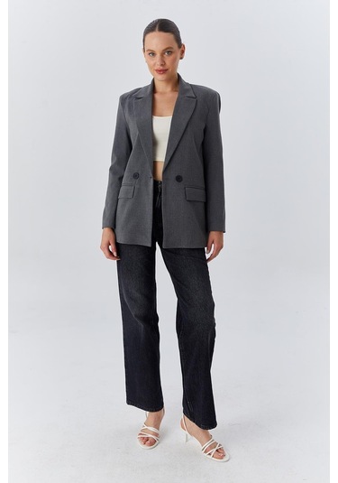 4516 Kadın Bezayağı Blazer Ceket Antrasit Antrasit