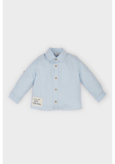 DeFacto Erkek Bebek Jakarlı Uzun Kollu Gömlek D9336A525SPBE343 Mavi