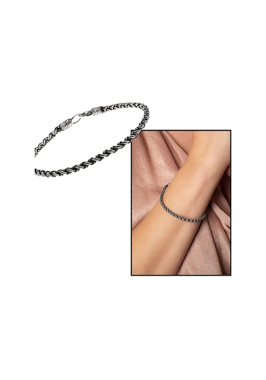 El İşçiliği Örgü Tasarım Oval Form 1000 Ayar Gümüş Kazaz Bileklik