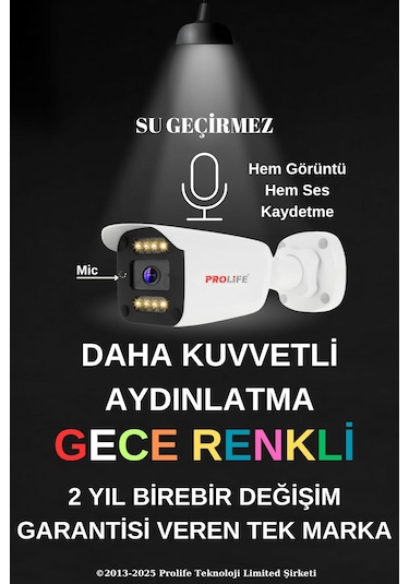 8 Li Sesli Güvenlik Kamerası 5 Mp Gece Renkli Full Hd Kamera Seti