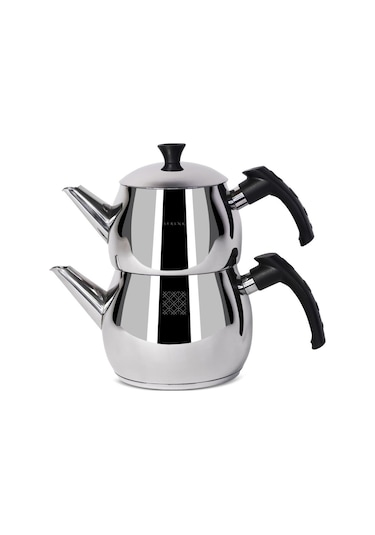 Serenk Modernist Çelik Çaydanlık Gri - Siyah