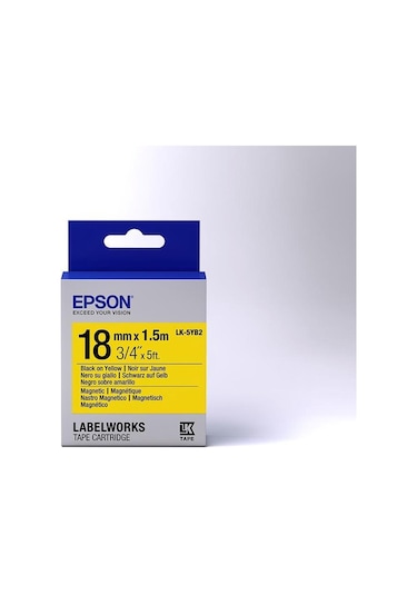 Epson LK-5YB2 Mıknatıslı Siyah Üzeri Sarı 18 MM 1.5 M Etiket