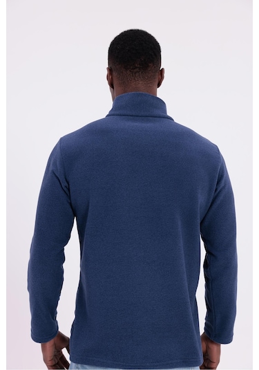 Freemen Erkek Fit Dik Yaka Yarım Fermuarlı Sweatshirt Polar Lacivert