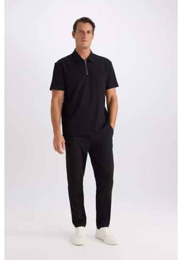DeFacto Regular Fit Polo Yaka Yarım Fermuarlı Kısa Kollu Pilise Siyah Tişört B7355AX25SPBK81 DeFacto Regular Fit Polo Yaka Yarım Fermuarlı Kısa Kollu Pilise Siyah Tişört B7355AX25SPBK81