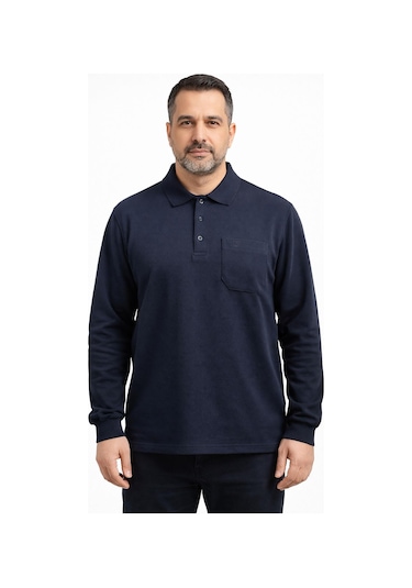 Classics Men Simenti Regular Fit Polo Yaka Uzun Kol Sweatshirt - 7566 Lacivert