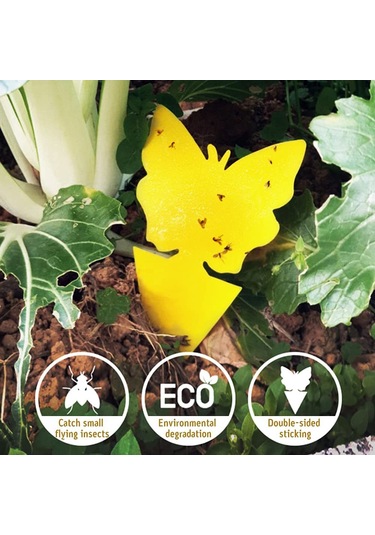Gajeena Bitki Saksıları İçin Yapışkan Kelebek Ve Sinek Tuzakları, 8cmx13cm, Tek Kullanımlık Kağıt Ve Yapışkan Malzeme, 12'li Paket