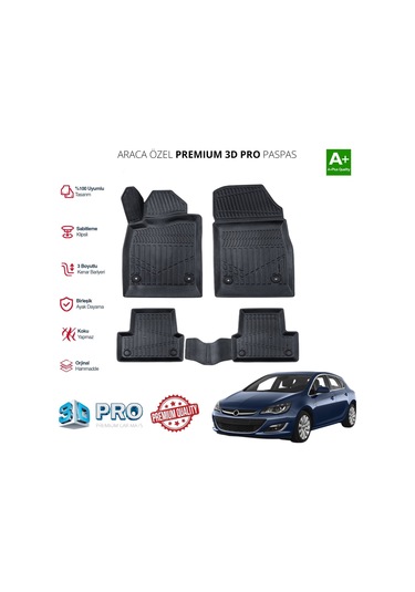Opel Astra J Araca Özel 3d Paspas 2012 2013 2014 2015 2016 2017 2018 2019