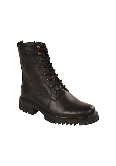 Erkek İçi Kürklü Fermuarlı Deri Casual Postal Bot Kahverengi