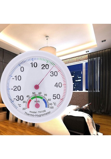 Jeemson Ev Okul Ofis İçin Zamanlı Sıcaklık Nem Ölçer -30 C/+50 C 20%-100% Nem Aralığı Zara Ahşap Desenli Asma Daire Şekli 7.5cm