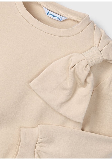 Mayoral Bej Kız Çocuk Fiyonklu Sweatshirt 4434 Bej