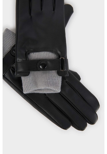 Defacto Kadın Suni Deri Eldiven C6842ax25wnbk23 Siyah-bk23