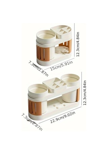 Elmpaly 1 Set Modern Plastik Diş Fırçası Tutucu Beyaz Tekli Bardaklı Yer Montajı Banyo Saklama Kutusu 1