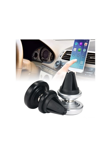 Geeksen Aracın Havalandırma Deliklerine Uyumlu Manyetik Telefon Tutucu - 360 Derece Döner, Metal Manyetik Yama Dahil, Gümüş Renk GÜMÜŞ