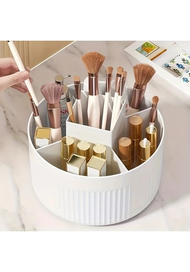 Sunshine011 1 Adet Döner Yeşil Kare Makyaj Organizatörü - Büyük Kapasiteli Kozmetik Saklama Kutusu Yeşil