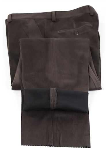 Neowit Erkek İçi Polarlı Yan Cep Klasik Kesim Kadife Pantolon Kahverengi