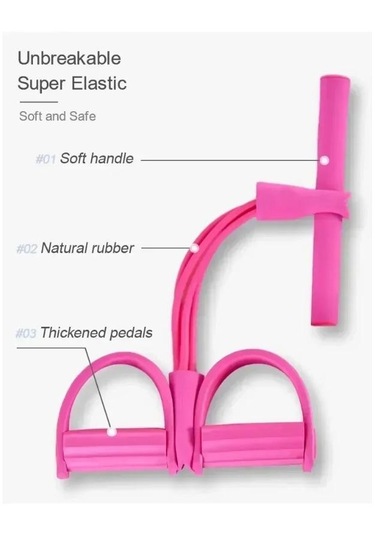 Pembe Direnç Bantları Elastik Fitness Bantları Evde Spor Egzersizleri İçin Çok Fonksiyonlu Taşınabilir 4 Tüp Elastik Pedal Çektirme Pembe