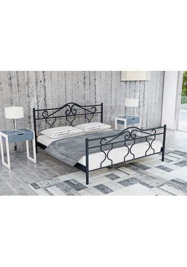 Metalia Gm 301 Gold Çift Kişilik Metal Karyola Siyah 160X200