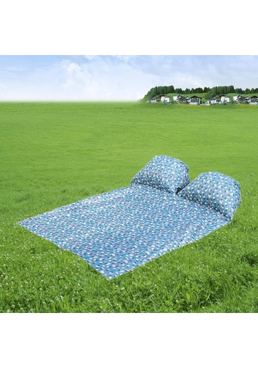 Homyl Baş Destekli Piknik Örtüsü Çim Yürüyüşü İçin Mavi 145x210cm Mavi