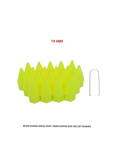 Bijon Kapağı Sivri 19 Mm Fosfor Sarı 20 Li Set