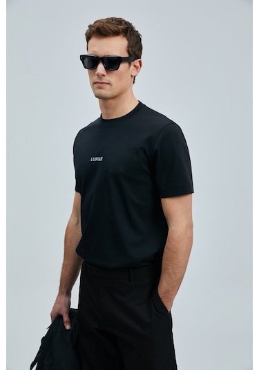 Lufian Erkek Marcus Modern Grafik T-shirt 111020235 Siyah Siyah