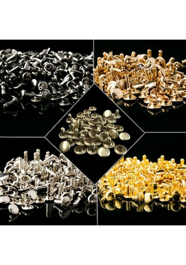 50 Takım 6-12mm Çift Taraflı Perçin Yuvarlak Çift Kapaklı Perçin Deri El Sanatları Saplama Onarım Aracı Dıy Seti Mıx 9x8mm