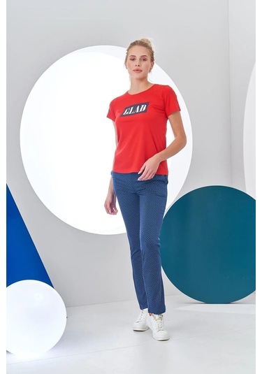 Pjs Kadın Glad Baskılı Kısa Kollu Spor Pijama Takım Kırmızı