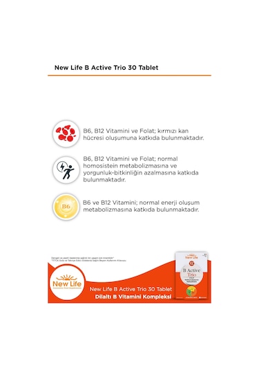 New Life B Active Trio 30 Tablet 2 Adet