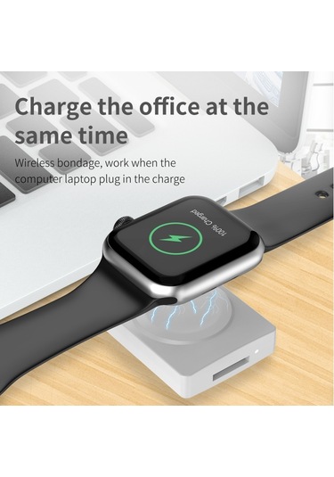 iOs Watch Uyumlu Serisi İçin S02 Usb Magnicy iOs Watch Uyumlu Kart Okuyucu İşlevi İle Kablosuz Şarj Cihazı Siyah