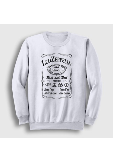 Presmono Unisex Old Led Zeppelin Sweatshirt Beyaz