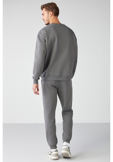 Marshall Erkek Pamuklu Içi Polarlı Nakışlı Relaxed Gri Eşofman Takımı