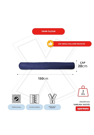 Xpermate Sarılma Yastığı Bacak Arası Yastığı Silindir 150cm Laciv