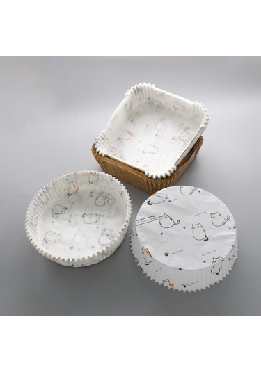 Yuntech01 Kedi Desenli Kahverengi 20cm Kare Hava Fritöz Kağıdı - Yağ Emici, Islaklık Önleyici, 50 Adet - Fırın Ve Barbekü İçin Uygun Çok Renkli