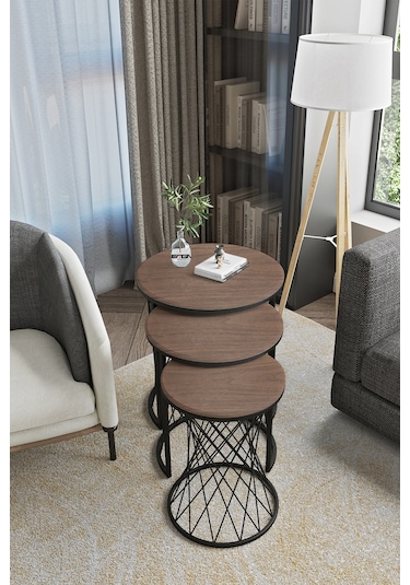 Emga Home Zenith Zigon Sehpa - Ceviz Ceviz