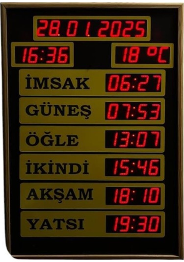 Gps'li Cami Namaz Vakitmatik Kasa Ölçüsü 50x70 Cm Çok Renkli