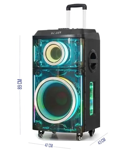 12"+1 Tweeter/equalizer Profosyonel Bluetooth Hoparlör 60000watts Speaker Çift Mikrofonlu Derin Bass