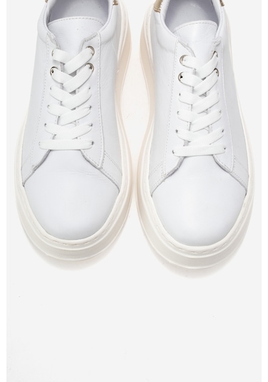 Gueno Beyaz Cilt Hakiki Deri Kadın Spor Ayakkabı Beyaz
