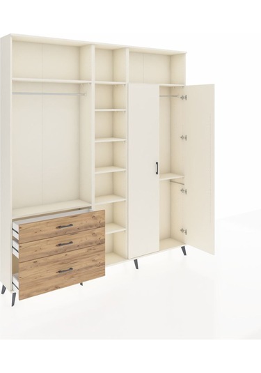 Arges Dolap 10 Raflı 3 Çekmeceli 2 Askılı 220x30x243 Aytaşı-aytaşı/çam Aytası/atlas Çam