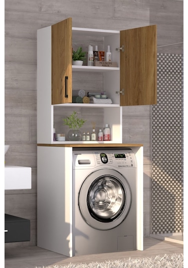 Üst Dolaplı Çok Amaçlı Çamaşır Makinesi Dolabı Çam Çam