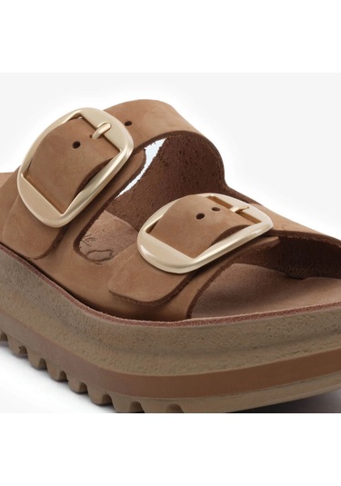 Greyder 59091 Taba Nubuk Hakiki Deri Kadın Terlik -1046 Taba