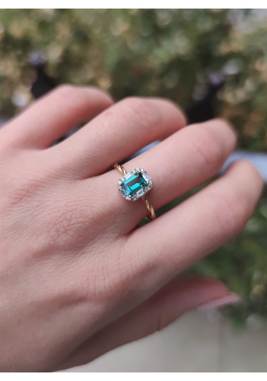Jena Green Topaz Pırlanta Yüzük Ak-1350