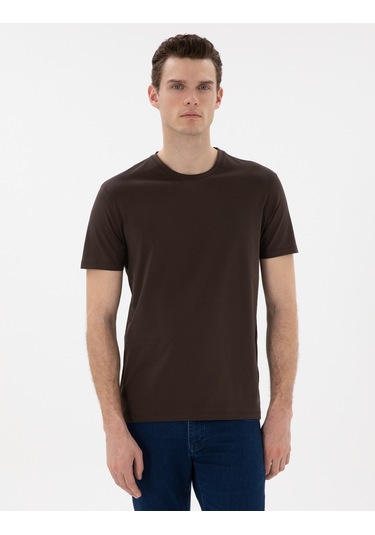Pierre Cardin Erkek Kahverengi Tişört Basic 50302560-vr029 Kahverengi