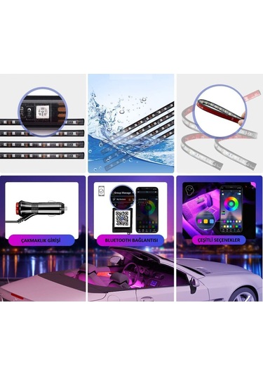 4Parçalı Uzaktan Kumanda Bluetooth Kontrollü Atmosfer Işık LEDi